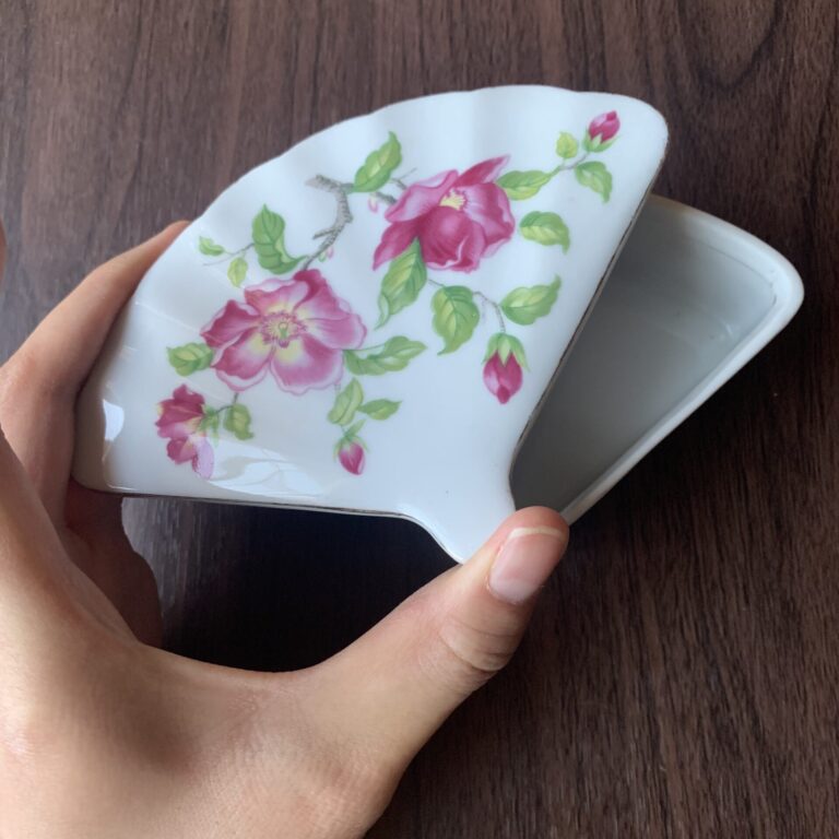 Lefton fan floral trinket box