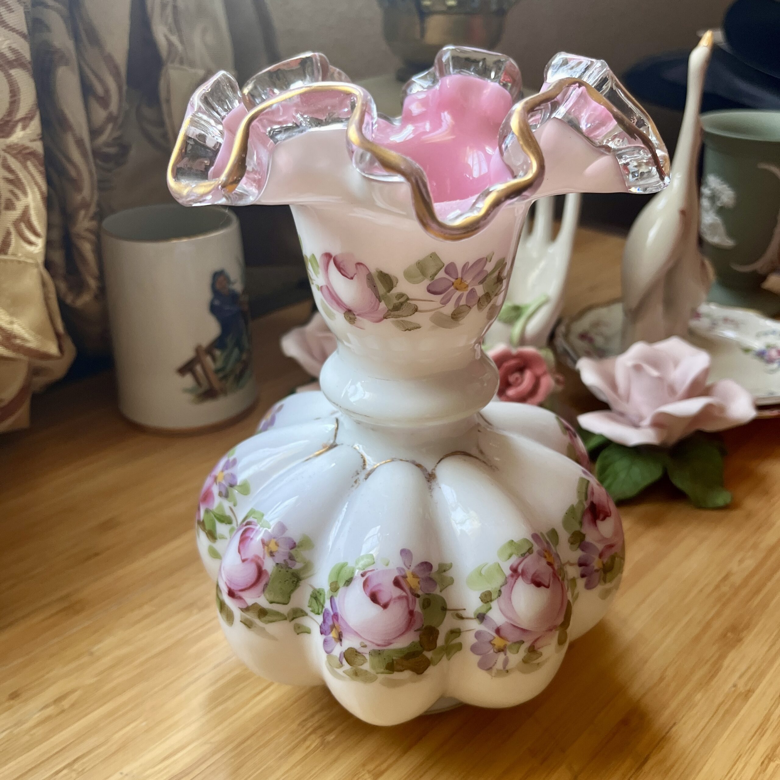 Pink Fenton vase